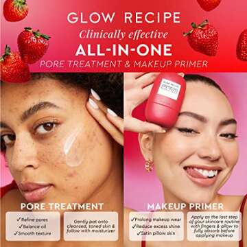 Glow Recipe Strawberry BHA Serum + Poreless Face Primer for Makeup - Silicone-Free Blurring Matte Primer to Reduce Shine & Prolong Wear - Hybrid Korean Skin Care for Oil Control & Smooth Texture, 30ml