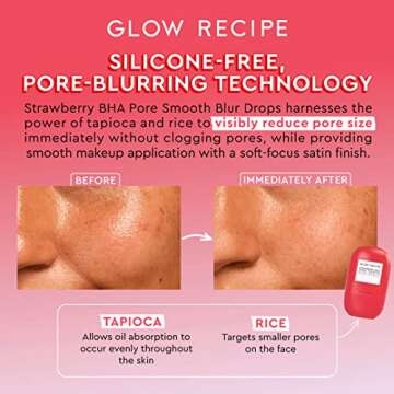 Glow Recipe Strawberry BHA Serum + Poreless Face Primer for Makeup - Silicone-Free Blurring Matte Primer to Reduce Shine & Prolong Wear - Hybrid Korean Skin Care for Oil Control & Smooth Texture, 30ml