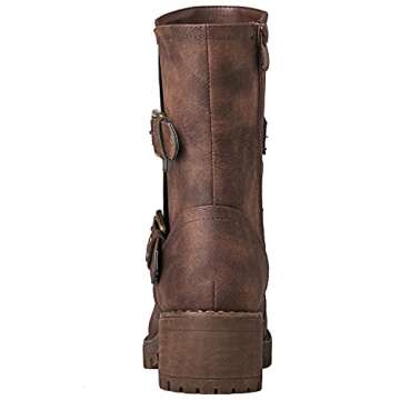 GLOBALWIN Women's Lace Up Vegan Leather Combat Boots