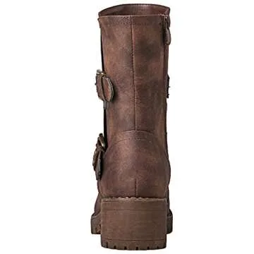 GLOBALWIN Women's Lace Up Vegan Leather Combat Boots