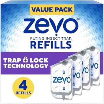 Zevo Fly Trap Replacement Cartridges: 4 Pack for Indoor Use