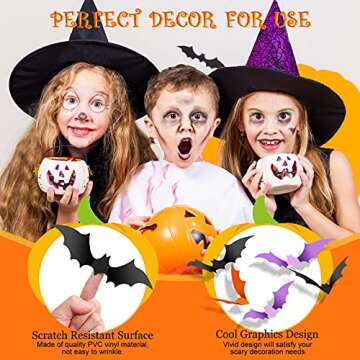 Clabby 72 Pcs 3D Halloween Bat Stickers for Festive Decor