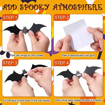 Clabby 72 Pcs 3D Halloween Bat Stickers for Festive Decor