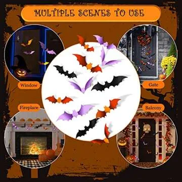 Clabby 72 Pcs 3D Halloween Bat Stickers for Festive Decor