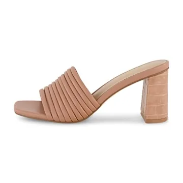 CUSHIONAIRE Women's Irma Strappy Block Heel Sandal +Memory Foam, Tan 9