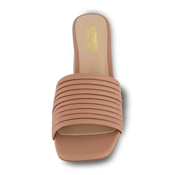 CUSHIONAIRE Women's Irma Strappy Block Heel Sandal +Memory Foam, Tan 9