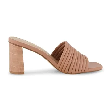 CUSHIONAIRE Women's Irma Strappy Block Heel Sandal +Memory Foam, Tan 9