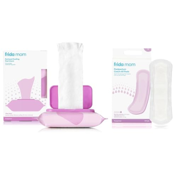 Frida Mom Witch Hazel Cooling Pad Liners (24ct) + Frida Mom Postpartum Pads, Leak Proof Maxi Pads (1...
