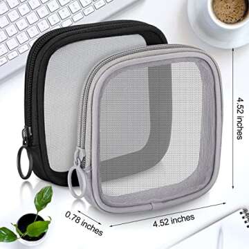 Weewooday 4 Pcs Mesh Makeup Bag Mesh Cosmetic Bag Travel Toiletry Pouch with Zipper Mini Makeup Cosm...