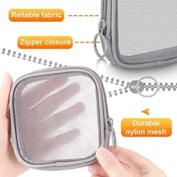Weewooday 4 Pcs Mesh Makeup Bag Mesh Cosmetic Bag Travel Toiletry Pouch with Zipper Mini Makeup Cosmetic Purse for Daily Accessory (Pink,Small)(Small,Black, Gray)