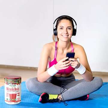 MacroLife Naturals Miracle Reds Superfood Supplement Powder Antioxidants Polyphenols Enzymes Probiotics - Raw Non-GMO Organic Vegan Gluten & Dairy Free (30 Servings)