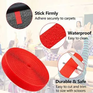 Zonon 4 Roll 100 Feet Carpet Marker Strips for Classroom Carpet Markers Nylon Strip for School Supplies Classroom Decoration Back to School Preschool Daycare Office(Red, Green, Yellow, Blue)