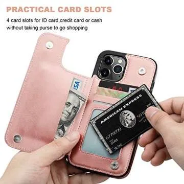 Onetop iPhone 12 Pro Max Wallet Case - Rose Gold Style
