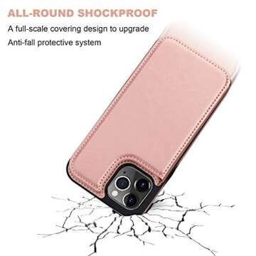 Onetop iPhone 12 Pro Max Wallet Case - Rose Gold Style