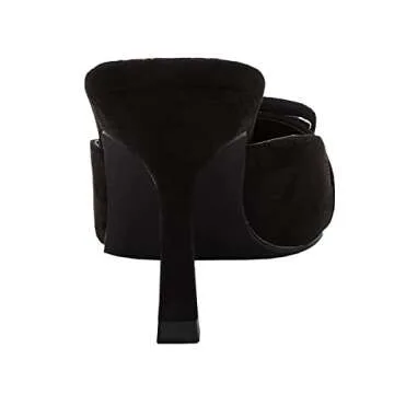 VETASTE Women's Heeled Mules Pointed Toe Suede Buckle Slip On Sandals Kitten Heels Party Wedding Shoes