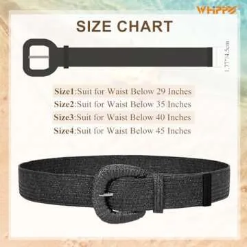 WHIPPY 3 Packs Women Straw Woven Elastic Stretch Waist Belts Fashion Boho Braided Skinny Ladies Dress Belt