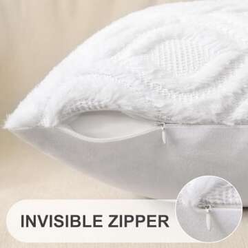 decorUhome Christmas Decorative Throw Pillow Covers 18x18, Soft Plush Faux Wool Couch Pillow Covers for Home, Set of 2, White