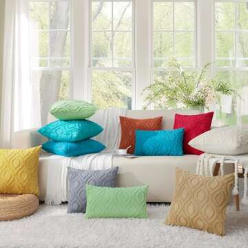 decorUhome Christmas Decorative Throw Pillow Covers 18x18, Soft Plush Faux Wool Couch Pillow Covers for Home, Set of 2, White