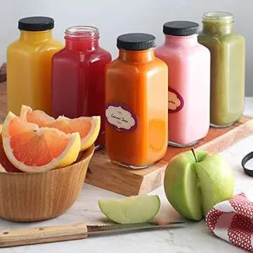 DilaBee 12-Pack 16 oz Glass Juice Bottles BPA Free