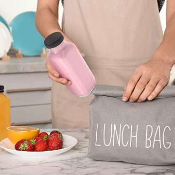 DilaBee 12-Pack Glass Juice Bottles with Lids - 16 oz Glass Bottles with Lids for Juice, Smoothie, Milk & Kombucha, Reusable Glass Water Bottles with Caps - Bulk Glass Bottles for Juicing BPA Free