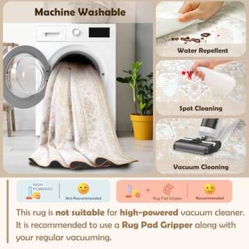 BESTSWEETIE 5x7 Area Rugs for Living Room Washable Non Slip Carpet Low Pile Soft Vintage Print Pattern Rug for Bedroom Dining Room Kitchen Entryway Indoor-Cream/Light Yellow/Brown/Blue/Red/Pink