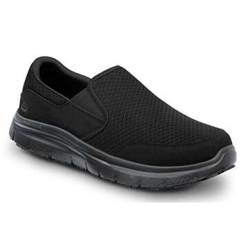 Skechers Work Ella - Women's Black, Soft Toe, MaxTrax Slip Resistant, Slip-on Athletic (8.5 M)