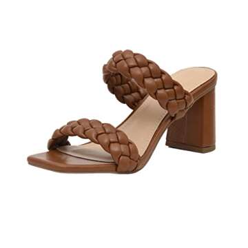 Dunes + CUSHIONAIRE Technology Women's Iris braided Heel Sandal +Memory Foam and Wide Widths Available, Brown 10