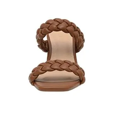 Dunes + CUSHIONAIRE Technology Women's Iris braided Heel Sandal +Memory Foam and Wide Widths Available, Brown 10