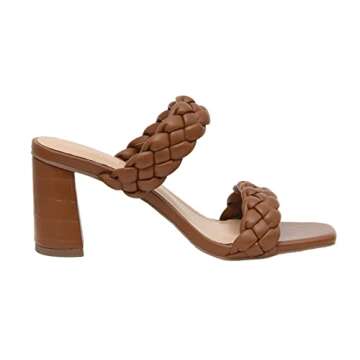 Dunes + CUSHIONAIRE Technology Women's Iris braided Heel Sandal +Memory Foam and Wide Widths Available, Brown 10