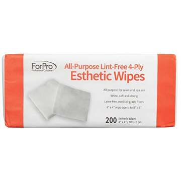 ForPro Professional Collection All-Purpose Lint-Free 4-Ply Esthetic Wipes, for Salon and Spa Use, Soft, Strong and Durable, Latex-Free, 4" x 4", 200-Count (Pack of 6)