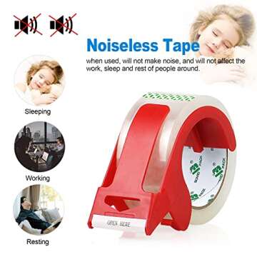 BOMEI PACK Heavy Duty Clear Packing Tape,2 Rolls with refillable Dispenser,Noiseless Packaging Tape 1.88 Inches x 55 Yards,Industrial Grade Boxes Shipping Tape for Moving,Mailing and Storages