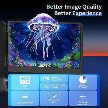kasorey Laptop Screen Extender, 14'' FHD IPS Ultra-Thin Dual/Triple Portable Monitor Display, HDMI/USB-A/Type-C Plug-Play Extra Monitor for Windows, Chrome, Mac and Switch, Built-in Speakers