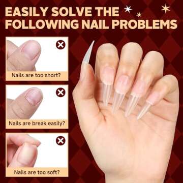 UNA GELLA Clear Stiletto Nail Tips for Gel Extensions