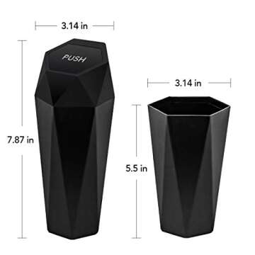OUDEW Trash Can with Lid New Car Dustbin Diamond Design, Leakproof Vehicle Trash, Mini Garbage Bin f...
