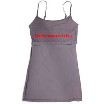 Emmalise Women Camisole Built in Bra Wireless Fabric Support Long Layering Cami, Large, 2Pk Navy Red