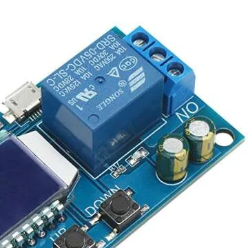 DROK Timer Relay, Time Delay Relay DC 5V 12V 24V Delay Controller Board Delay-off Cycle Timer 0.01s-9999mins Trigger Delay Switching Relay Module with LCD Display Support Micro USB 5V Power Supply