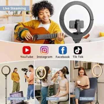 Eicaus 14'' Foldable Ring Light with 67'' Tall Phone Tripod, Selfie Light with Remote for Video Recording, Live Streaming, Makeup, TIK Tok, Big Ringlight with Tripod for iPhone, Android, Camera