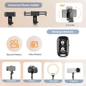 Eicaus 14'' Foldable Ring Light with 67'' Tall Phone Tripod, Selfie Light with Remote for Video Recording, Live Streaming, Makeup, TIK Tok, Big Ringlight with Tripod for iPhone, Android, Camera