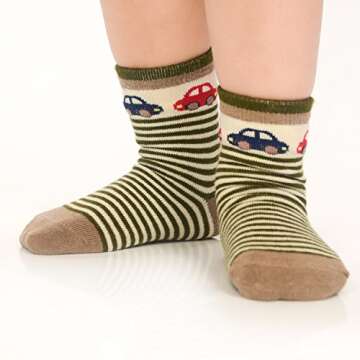 Toddler Non Skid Cotton Socks 12 Pairs by Flanhiri