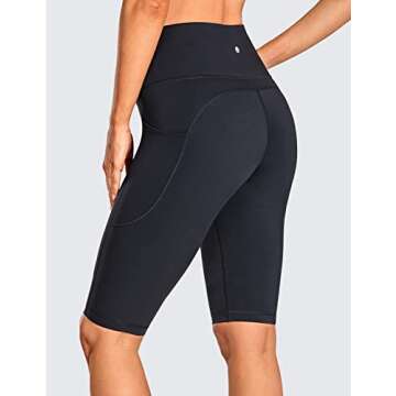 CRZ YOGA Women's Naked Feeling Long Biker Shorts - 10'' High Waisted Workout Gym Running Spandex Sho...