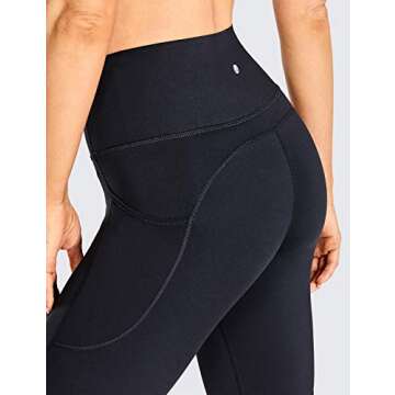 CRZ YOGA Women's Naked Feeling Long Biker Shorts - 10'' High Waisted Workout Gym Running Spandex Shorts Side Pockets Black Medium