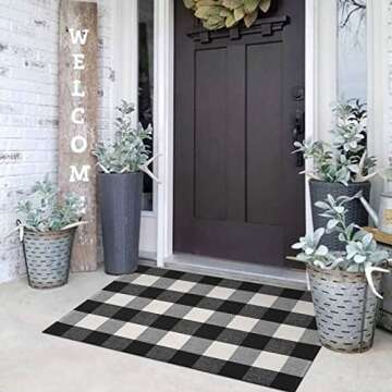 KIMODE Buffalo Plaid Outdoor Rug Runner Doormat - Stylish & Durable