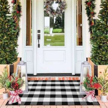 KIMODE Buffalo Plaid Outdoor Rug Runner Doormat - Stylish & Durable