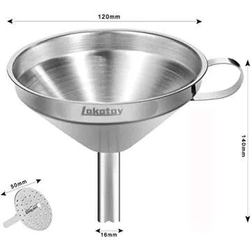 Lakatay Stainless Steel Kitchen Funnel with Strainer