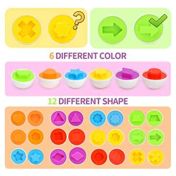 JoyGrow Easter Matching Eggs Color&Shape Recognition Sorter Puzzle Skills Educational Toys for Kids ...