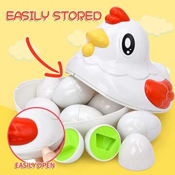 JoyGrow Easter Matching Eggs Color&Shape Recognition Sorter Puzzle Skills Educational Toys for Kids and Toddler to Learn Color and Shape for Kids Toddler Boys Girls