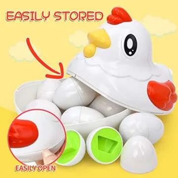 JoyGrow Easter Matching Eggs Color&Shape Recognition Sorter Puzzle Skills Educational Toys for Kids and Toddler to Learn Color and Shape for Kids Toddler Boys Girls
