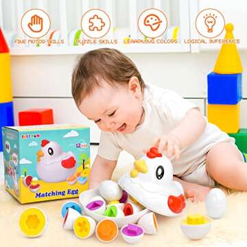JoyGrow Easter Matching Eggs Color&Shape Recognition Sorter Puzzle Skills Educational Toys for Kids and Toddler to Learn Color and Shape for Kids Toddler Boys Girls