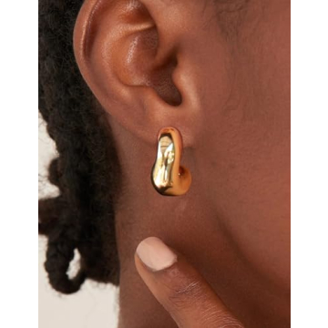 Stylish 14K Gold Plated Chunky Hoop Earrings for Women