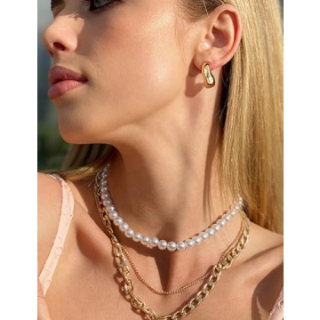 Stylish 14K Gold Plated Chunky Hoop Earrings for Women